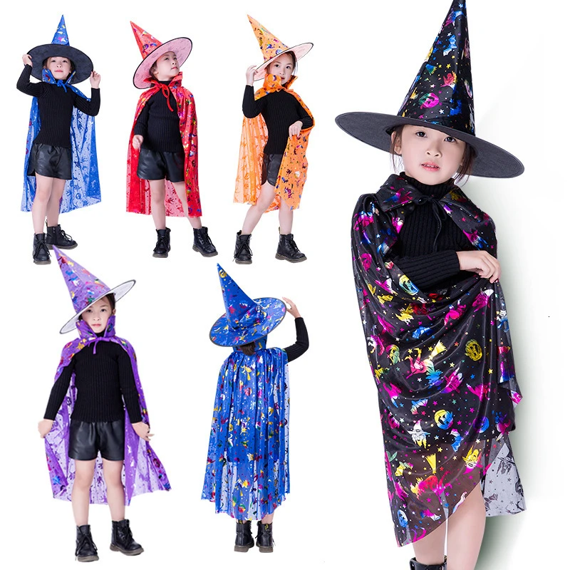 ハロウィンマント子供女性男性魔女コスプレマジシャン幼稚園マントマント帽子衣装魔女 2 個 Aliexpress ハロウィンマント子供女性男性魔女コスプレマジシャン幼稚園マントマント帽子衣装魔女 2 個 Aliexpress