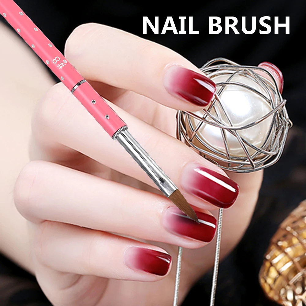 

Nail Brush 10# Nail Art star UV Gel Brush Liner Painting Pen Sable Hair Pink Metal Handle Manicure Nail Art Carved Pen Tool