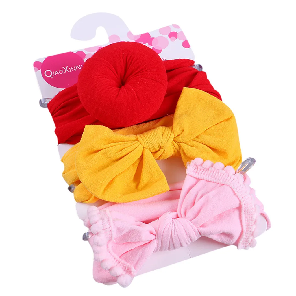 

3Pcs Kids Floral Headband Girls Baby Elastic Bowknot Accessories Hairband Set For Kids Girls Hair Accessories 9.24