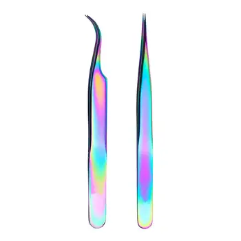 

2pcs/set Stainless Steel Tweezers Volume Eyelashes Extensions Eyebrow Tweezers Curved Straight Nail Clipper Nipper Makeup Tools