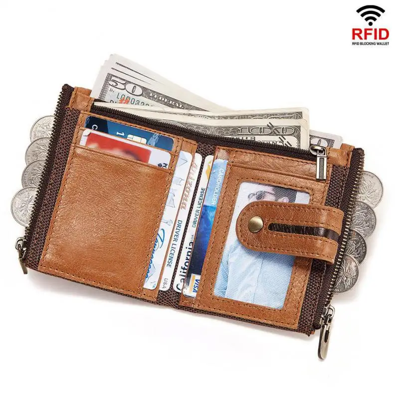 Johnature Rfid Anti Theft Fashion Short Men Wallets Genuine Leather Leisure Solid Color Slim Wallet Card Holder Retro Purse