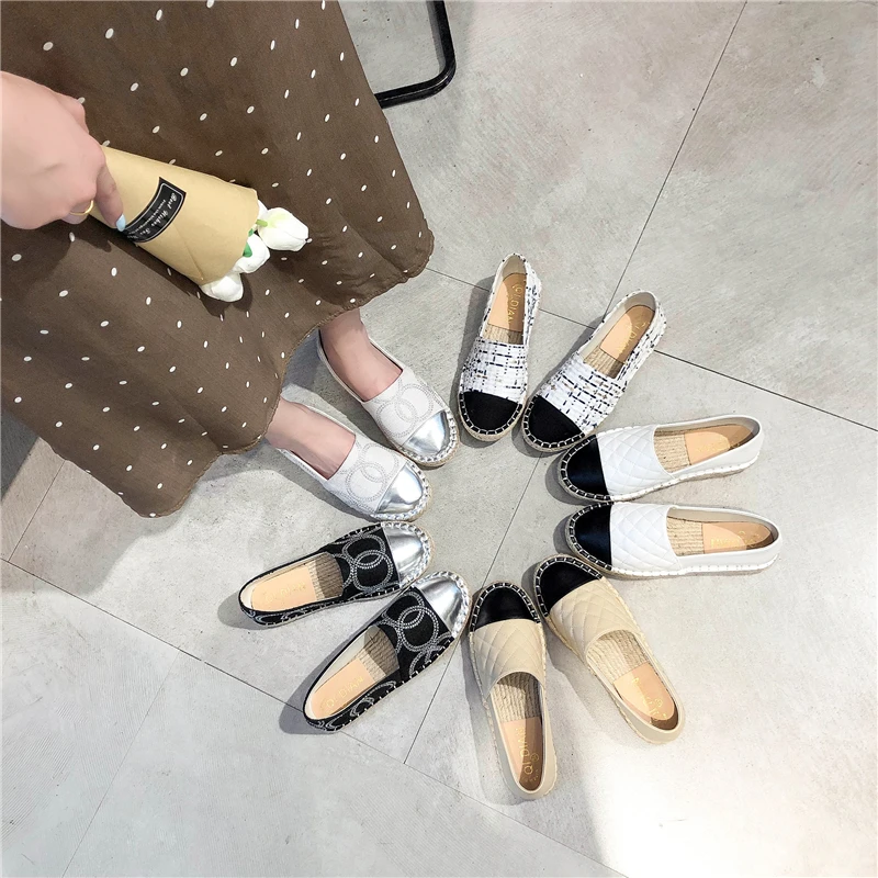 

Fashion new Women Flats 2019 Loafers National style Color matching stripe Slip on cozy round toe Ladies lazy shoes zapatos mujer