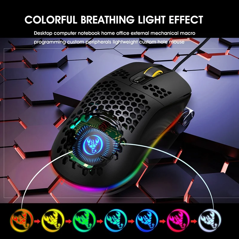 HXSJ X600 игровой Мышь RGB Освещение Программирование игр 6-уровневый Точек на дюйм USB