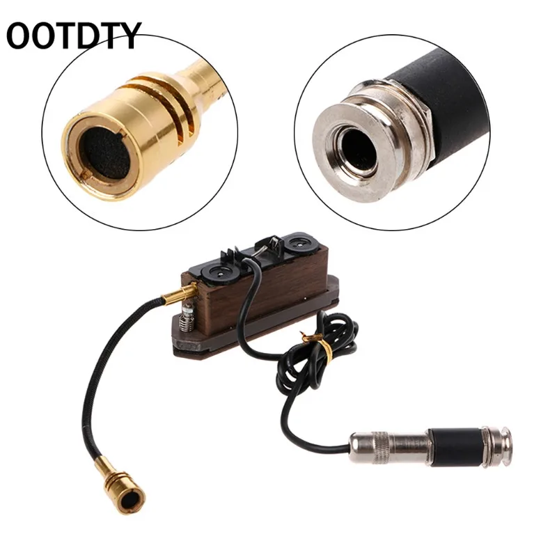 OOTDTY древесины Цвет акустика гитара двойной катушкой Soundhole пикап с микрофоном