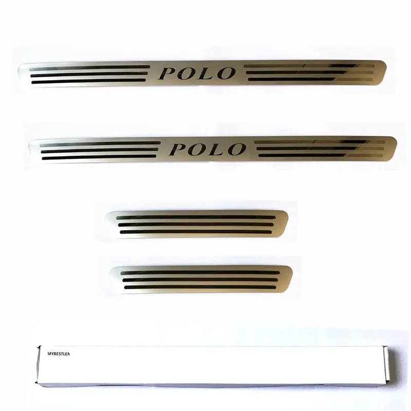For 2011- Volkswagen POLO hatchback stainless steel Ultra-thin Scuff Plate/door cover outside door sill Car styling