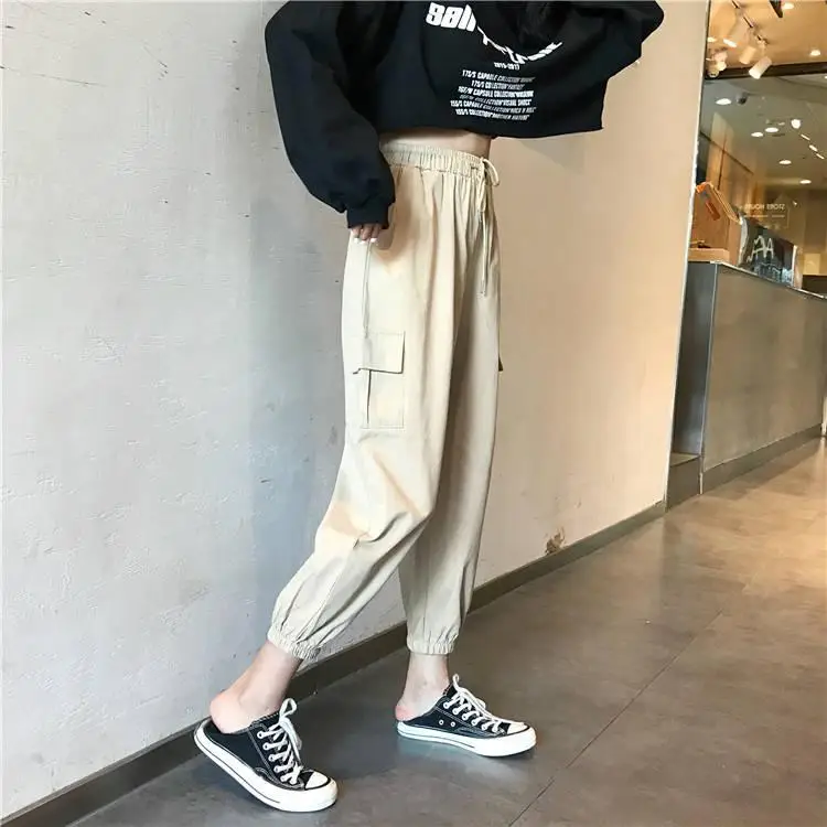 Женские брюки-карго, классические, 2XL, свободные, эластичные, с высокой талией, женские брюки, по щиколотку, подходят ко всему, шикарные, повседневные, модные, Harajuku