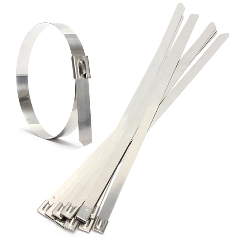 

10 pcs 0.39" x 15.75" Stainless Steel Metal Cable Zip Tie Wrap Exhaust Straps