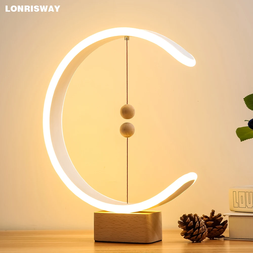 heng balance lamp Creative Gift Magnetic LED Lamp Home Table Night Light Magnetic Ball Switch Lights Home Decor Night Light Drop|LED Table Lamps| - AliExpress