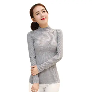 

Spring Autumn Winter Fashion Women sweater high elastic Solid Turtleneck sweater women slim sexy tight Bottoming