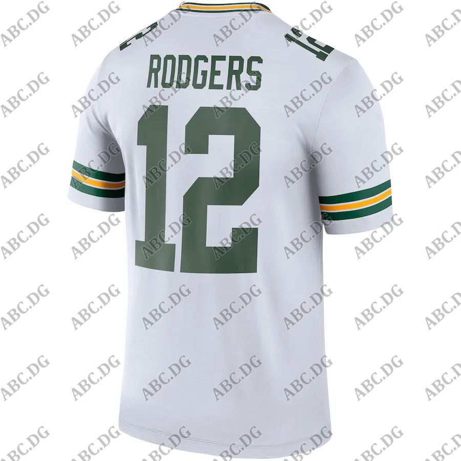 Заказной Стежок Джерси для мужчин женщин детей молодежи зеленый Bay Aaron Rodgers Белый