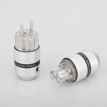 

Audio Aluminum Rhodium Plated Schuko Power Plug Male Connector+IEC Female Plug