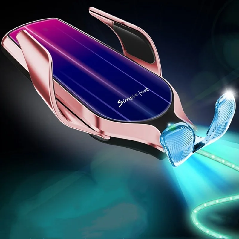 Rose Gold Tongdaytech 10 Вт Qi автомобильное беспроводное зарядное устройство для iPhone X 8 XS 11 Pro Max автомобильный держатель для телефона Быстрое беспроводное зарядное устройство для samsung S10 Plus - Тип штекера: Rose Gold