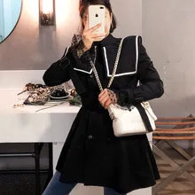 Новинка, двубортное зимнее пальто большого размера, короткий Женский Тренч, для девочек, винтажная мода, пальто большого размера, осенняя ветровка, верхняя одежда