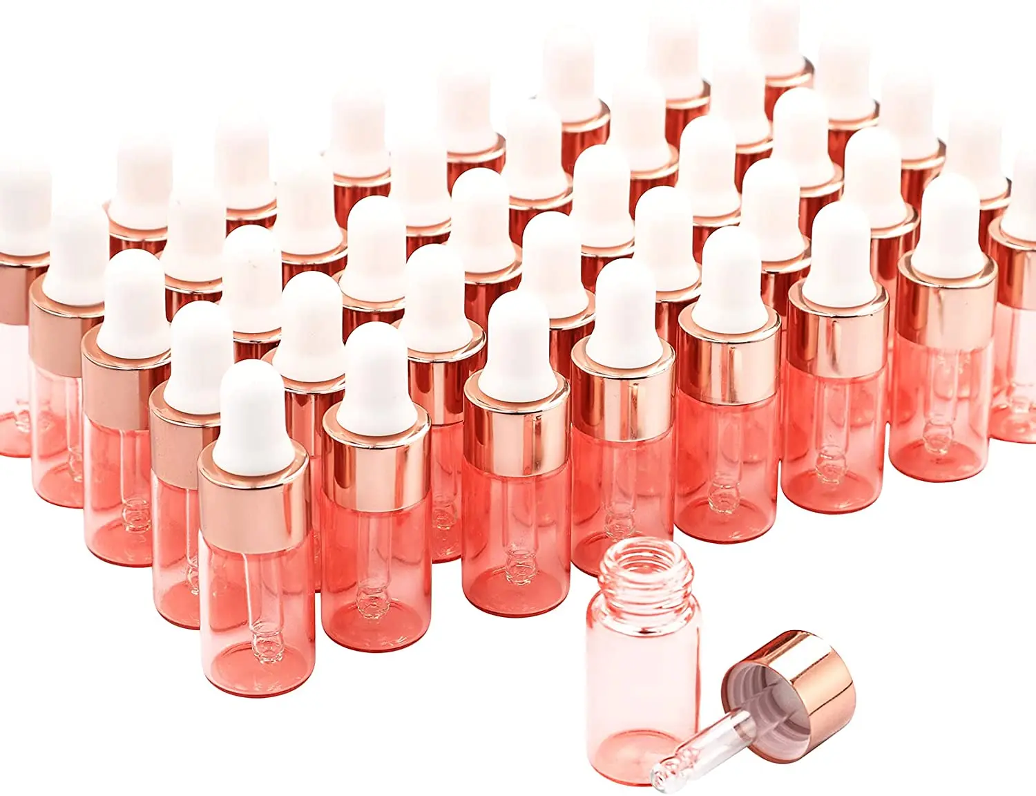 

35Pcs/lot 3ml Pink Sample Vial Empty Glass Eye Dropper Bottle Liquid Mini Glass Pipette Travel Essential Oil Perfume Container