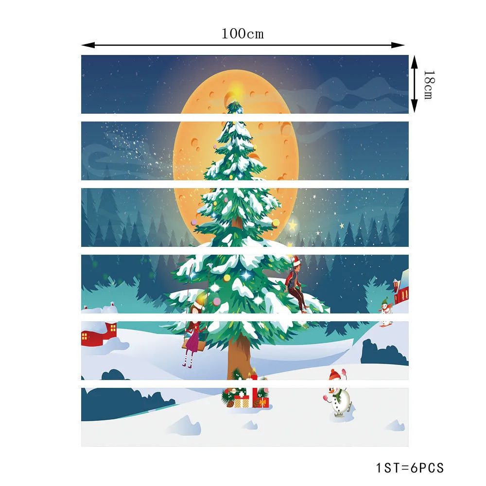 Waliicorners 6pcs/13pcs Santa Claus on the Roof Staircase Sticker Removable Wall Mural Decorative Wallpaper Self-Adhesive Waterproof Decals 52 Hc46cca2e5dd2457384c6e6e72e08e82a5