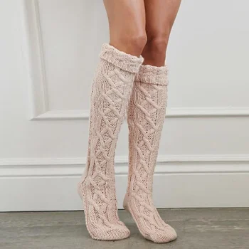 

Ladies Fashion Soft Comfortable Knitted Wool thigh high stocking Warm Boots High Elastic Stockings overknee stocking