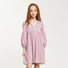 CupofSweet платье-рубашка с вышивкой для девочек Костюмы осень в Корейском стиле; модная одежда с длинными рукавами, Элегантные повседневные Детские платья для девочек