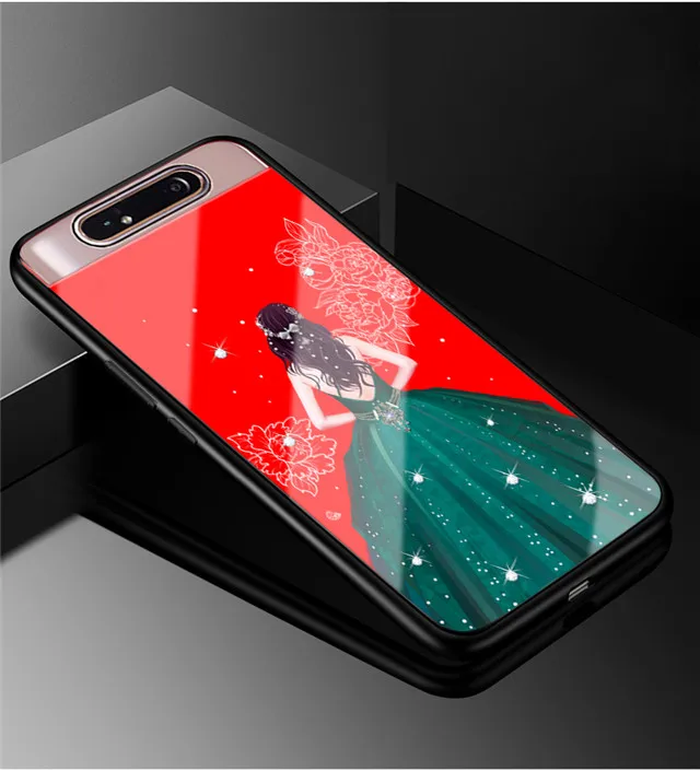 41 Для samsung Galaxy A80 чехол 6,7 ''закаленное стекло твердая задняя крышка для samsung Galaxy A90 A 80 мягкий чехол для телефона бампер - Цвет: 41