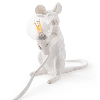 

Modern Resin Mouse Table Lamp LED Rat Table Lamp Desk Kids'Gift Room Decor LED Night Lights EU Plug Sitting Rat