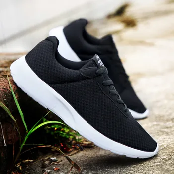 

Men Breathable Sports Shoes Male Vulcanize Mesh Slip- Flat-Soled Walking Running Sneakers Casual Lace-Up Shoes 35-48 Mens Shoes