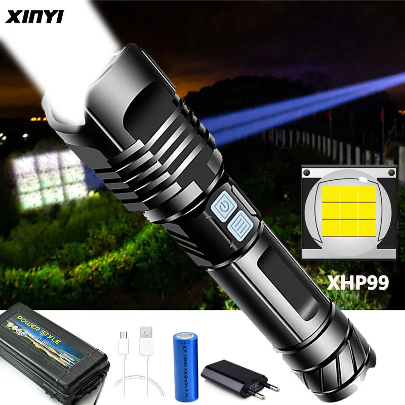 Police 90000LM LED Light Flashlight Zoom Torch Lamp Rechargeable 18650 Battery 