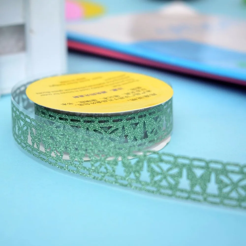 100 x1.5 cmGreen 1 шт. Kawaii Милая Серебристая золотистая Блестящая Бумага васи Лента Скрапбукинг Рождественская вечеринка Свадьба домашний декор декоративные бумажные для поделок горячая распродажа - Цвет: 100 x1.5 cmGreen