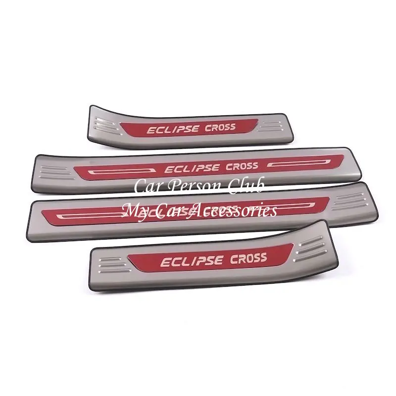 01-Silver-Red 4pcs Для Mitsubishi Eclipse Cross Накладка на порог двери защитная накладка из нержавеющей стали автомобильный аксессуар наклейка - Цвет: 01-Silver-Red 4pcs