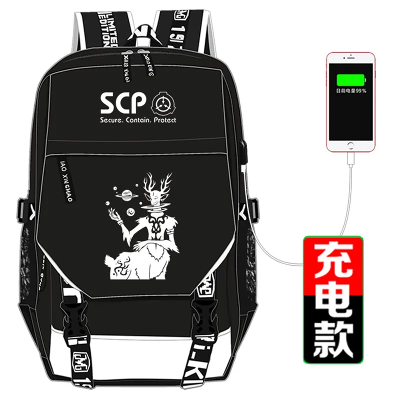 7 SCP специальные процедуры удержания основа Косплей рюкзак школьный usb зарядка сумки на плечо Карандаш Чехол для ноутбука путешествия подарок - Цвет: 7