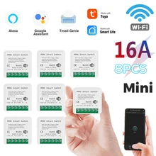 16A Tuya WiFi commutateur intelligent Led lumière intelligente vie Module de poussée prend en charge 2 voies APP relais vocal minuterie Google Home Alexa