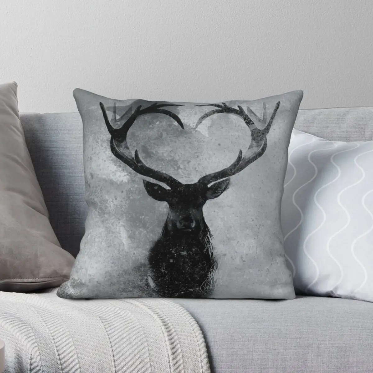 

Stag Square Pillowcase Polyester Linen Velvet Creative Zip Decor Pillow Case Home Cushion Case 45x45