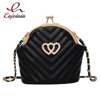 

Elegant Pearl Heart Shaped Design Women Fashion Shoulder Chain Bag Girl's Purses and Handbags Casual Crossbody Mini Bag Pouch