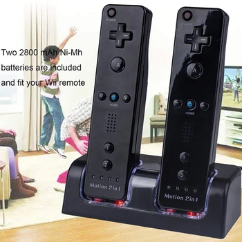 

Dual Charging Dock Station with Two Rechargeable 2800MAH Batteries Charger for Wii Remote Controller