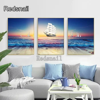

The cross embroider diamond of Nordic style draws the adornment sitting room art of modernist landscape ocean 3 TT2972