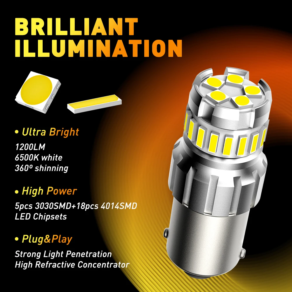 OXILAM 2PCS 1156 P21W 7506 BA15S LED 전구 Canbus Anti-Hyperflash 자동차 자동 전구 브레이크 램프 역방향 조명 DRL 6500K 화이트