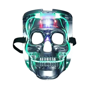 

Silver LED Skeleton Skeleton Carnival Mask Halloween Luminous Mask Cosplay Costume Party