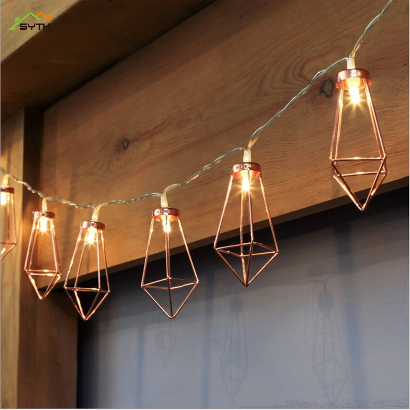 LED water drop light string rose gold diamond water drop light string wrought iron light string decoration light wedding