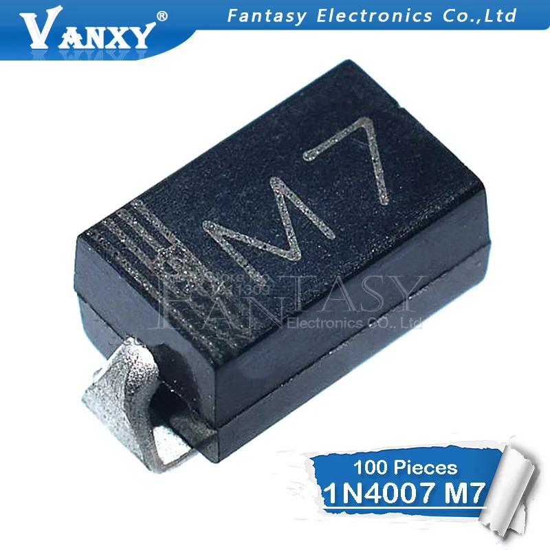 100 шт. диод M7 1N4007 SMD 1A 1000 В IN4007 выпрямительный диод|100pcs diode|diode m7rectifier diode |