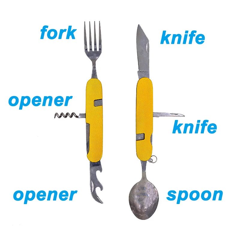 Открытый Кемпинг портативный складной нож-вилка ложка Набор Из Нержавеющей Стали походный инструмент для пикника Путешествия карманный мини-нож посуда