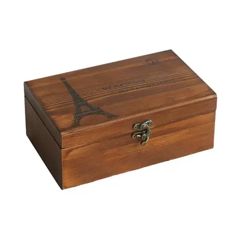 Household Storage Container Sundries Box Wooden Needlework Box Home DIY Sewing Tool Storage Box (Coffee)