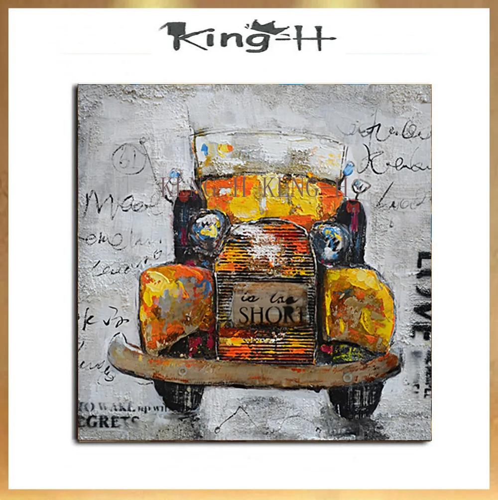 

Роскошный coche rojo en lienzo pinturas al oil pintura al óleo colorida de coche para decorar de la sala de estar a