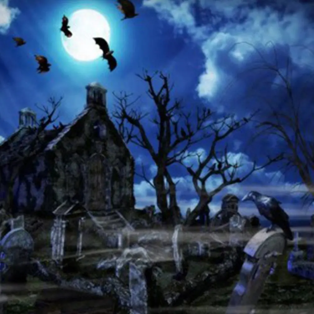 Гобелен на Хэллоуин Тыква дерево могила ворона печать настенный гобелен Искусство украшение дома настенный гобелен
