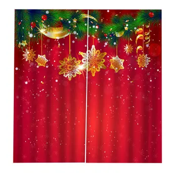 

Christmas Decoration Full Blackout Hook Print Curtain Bedroom Decorative Curtain Butterfly Wind Chimes Christmas Snowflake