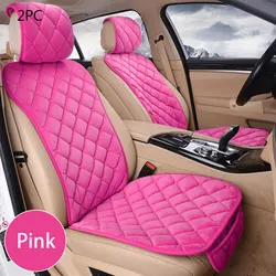 Luxury Pink Plush Car Seat Cover for Women - Soft and Stylish Cushion Protector for All Seasons (Front Pink 2pcs)