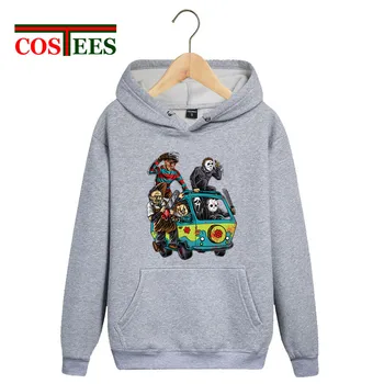 

Elegance Art harajuku horror halloween hoodies Jason freddy mashup sweatshirts Texas chainsaw The Massacre Machine pocket hoodie