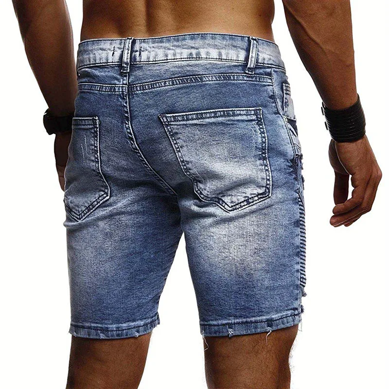 Джинсовые шорты мужские модные джинсовые плиссированные шорты большого размера S-3XL мужские летние повседневные тонкие шорты из денима