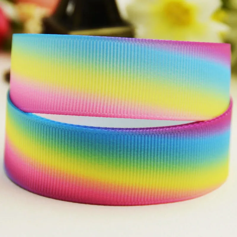 

7/8'' 22mm,1" 25mm,1-1/2" 38mm,3" 75mm Ruban satin Gradient Cartoon printed Grosgrain Ribbon party decoration 10 Yards X-02840