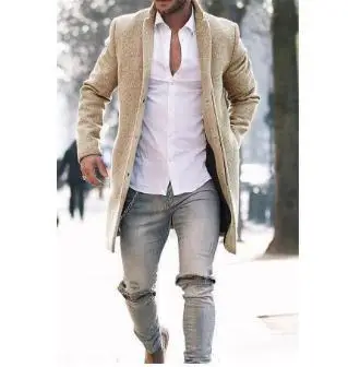 

Autumn and Winter fashion Pure color warm long coat plus size man warm black clothing Long jacket for men office coat 3XL SA-8