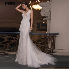 

Noble Glitter Sequins Tulle Mermaid Wedding Dress Bride Dress 2021 Sexy V-Neck Backless Bridal Gowns Elegant Vestido De Noiva