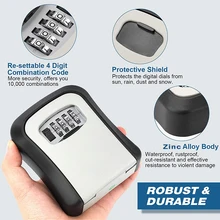 

4-digit Combination Key Lock Box, Waterproof Alloy Key Lock Box, Safe and Durable for Storing Keys, Access Control Cards, Etc.