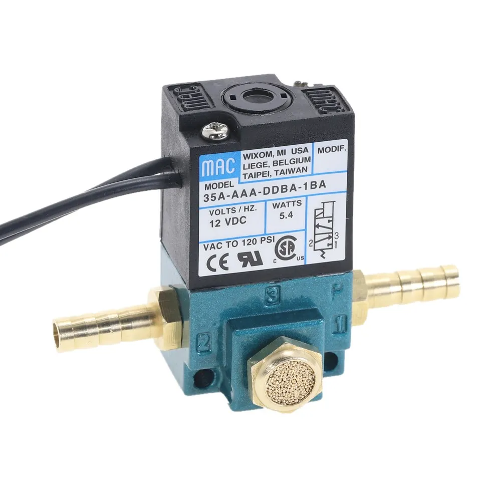 MAC 3 Port Electronic Boost Control Solenoid Valve 35A-AAA-DDBA-1BA 1/8'' NPT With Brass Silencer